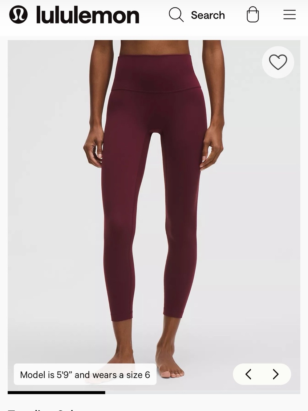 Brand new Lululemon High-Rise 25” Leggings in Deep Burgundy Wine